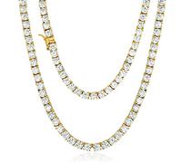 GOLD IDEA JEWELRY Hip Hop Chaîne de tennis à 1 rangée de pierres en acier inoxydable - 4 mm/5 mm - 5 A+ - Collier ou bracelet de tennis pour homme et femme, 18 Inch, Acier inoxydable, Zircone cubique