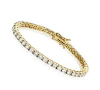 GOLD IDEA JEWELRY Hip Hop Chaîne de tennis à 1 rangée de pierres en acier inoxydable - 4 mm/5 mm - 5 A+ - Collier ou bracelet de tennis pour homme et femme, 8 Inch, Acier inoxydable, Zircone cubique