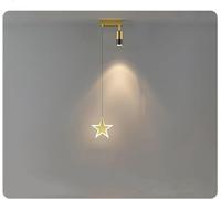 Gold Light Luxury Room Master Bedroom Head of A Bed Small Chandelier Modern Minimalist Net Red Simple Long Line Restaurantc,Lampe à Suspension