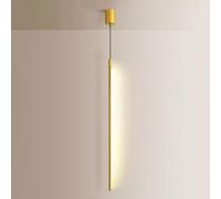 Gold Linear Pendant Lights Kitchen Island Minimalist Long Strip LED Light High Ceiling Chandelier for Foyer Staircase Entryway Bedroom Office Living Room Restaurant