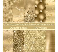 Gold Luxury Background Scrapbook Paper 40 Pages 20 Sheets: Double Sided Pattern Paper for Scrapbooking, Card Making, Origami, DIY and More