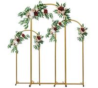 Gold Metal Wedding Arch Backdrop Stand Set - 3 Sizes (6FT 5FT 4FT) for Ceremony Birthday Party & Garden Floral Decor - Elegant Flower Frame for Events