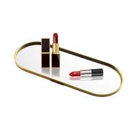 Gold Mirror Tray- 30x12cm Oval Metal Vanity Tray, Aluminum and Glass Organizer with Mirrored | Elegant Bathroom Vanity Trayfor Jewelry, Makeup, Perfume, Coffee Table and Bedroom Decor