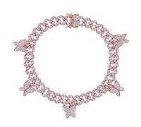 Gold Moissanite Butterfly Tennis cheville, 9-10 pouces et 9 mm de large, cadeau de bracelet de cheville élégant pour elle et maman