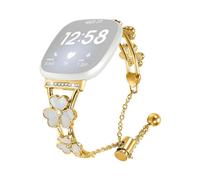 (Gold,Multicolor)For Fitbit Versa 3 Sense Watchband Heart Clover Decor Zinc Alloy Metal Strap - Starlight
