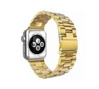(Gold, Multicolor) Luxury Three Beads Stainless Steel Watch Band Strap with Folding Clasp for Apple Watch Series 10 46m