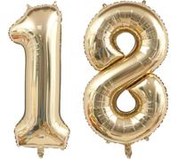 Gold Number 18 Balloon, Champagne Gold Balloon, 18Th Birthday Decoration, Giant Foil Balloon, 18Th Birthday Balloon For Party, Wedding, Children'S Birthday (Number 18)