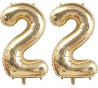 Gold Number 22 Balloon, 22Nd Birthday Decoration, Light Gold, Giant Foil Balloon, Number 22 Balloon For Party, Wedding, Children'S Birthday