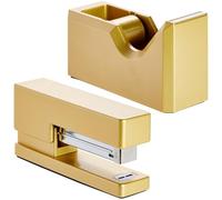 Gold Office Lot de 2 agrafeuses et dévidoir de ruban adhésif Doré mat