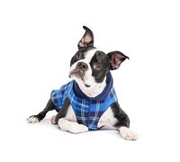 Gold Paw Duluth Manteau en Polaire Double pour Chien - Doux et Chaud - Extensible dans Les 4 Sens - Lavable en Machine, Toutes Saisons, Motif à Carreaux Bleu/Bleu Marine, Taille 8