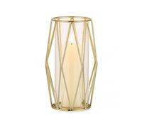 Gold Pillar Candle Holder: Glass Hurricane Candle Holders with Geometric Metal Rack Stand