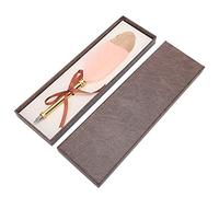 Gold Pink Feather Pen Vintage Dip Quill Retro Brass Fountain Calligraphy Writing Tool for Elegant Desk Decor Gift Goose Feather Brass Holder 24cm