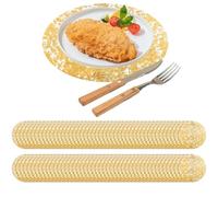 Gold Place Mats|100 Pieces Kitchen Dining Table Mat | Gold Foil 13Inch Coaster Pad for Restaurant Birthday Home Party Wedding Event Kitchen Gathering Holiday