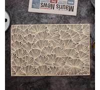 Gold Placemats, Set de Table Lavable Lot de 4 Motif de Feuille de Ginkgo Creuse PVC sous Assiette 30x45cm