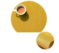 Gold Placemats, Set de Table Lot de 6 Tissage en Demi-Cercle Vinyle Polyester sous Assiette 35x31cm