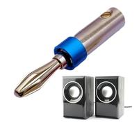 Gold Plated Speaker Plugs - Stable Audio Connection | 4mm Speaker Connector Wire Copper Banana Plugs | For Living Room Bedroom, Improved Conductivity Stable Plug And Unplug Red/Blue 14x10x1cm 10g For