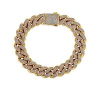 Gold plus de 925 bijoux de mossanite micro-incorporés en argent, ensemble de bracelet hip-hop masculin, une élégance assortie pour l'homme élégant, cadeau de la fête des pères