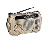 (Gold) Radio solaire d'urgence à manivelle : FM/AM, Bluetooth 5.2, USB/TF, sans piles