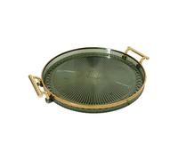 Gold Round Fruit Plate Double Ear Tray | Double Ear Tray For Snack Coffee Bread Fruit, Decorative Trays