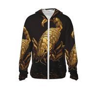 Gold Scorpion Veste à capuche avec fermeture éclair intégrale UPF 50+ Manches longues avec poche Extérieur, noir, Small
