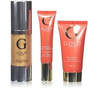 Gold Serums Coffret Anti-Age Baume Beauté Medium Soin Contour Des Yeux Irréprochable Medium Sérum 24k Collagène Marin 3 Bouteilles De 100 Ml