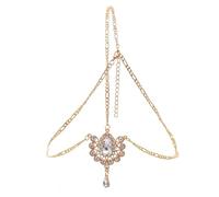 Gold Silver Color Rhinestone Bridal Forehead Head Chain Headpiece for Women Headbands Wedding Hair Jewelry pour la mode(Gold)