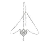 Gold Silver Color Rhinestone Bridal Forehead Head Chain Headpiece for Women Headbands Wedding Hair Jewelry pour les occasions spéciales et les festivals(Silver)