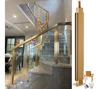 Gold Stainless Steel Glass Stair Railing Post System - 61-49 Inch Metal Balustrade Kit for Pool, Terrace, Yard(Gold Mid Post,130cm)