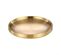 Gold Stainless Steel Round Tray 21cm Double-Layer(19CM) | Double-layer insulation, prevents heat transfer, safe to hold, steel construction, 21cm diameter