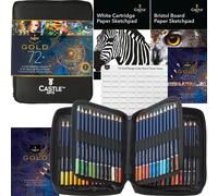 Gold Standard - Lot De 72 Crayons De Couleur Avec Extras - Noyaux De Couleur De Qualité Supérieure À Base D'huile - Plus Pointus Et Résistants À La Casse - Pour Artistes