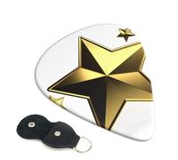 Gold Star Lot de 6 médiators avec porte-médiators en cuir pour guitare électrique, ukulélé 0,46 mm