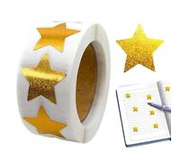 Gold Star Stickers - Star Labels, 500 Piece Per Roll Self Adhesive Glitter Tape, Kids Sticker Roll | For Cup Stationery Decoration Classroom Book Business School Reward Parents Teachers Students