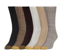 Gold Toe Casual Texture Crew Socks, Multipairs Chaussettes décontractées, Marron Assorti (6 Paires), M (Lot de 6) Femme