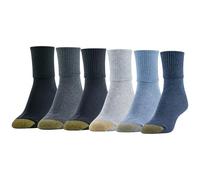 Gold Toe Classic Turn Cuff Socks, Multipairs Chaussettes décontractées, Mélange Gris/Bleu (6 Paires), M (Lot de 6) Femme