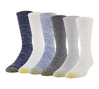 Gold Toe Harrington Crew Chaussettes multipaires, Blanc cassé/Glacier/Noir/Blanc/Bleu/Bleu Marine marbré (6 Paires), L (Lot de 6) Homme