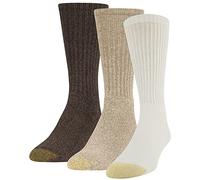 Gold Toe Lot de 3 paires de chaussettes décontractées pour homme, marron, L