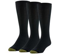 Gold Toe Lot de 3 paires de chaussettes habillées pour homme, Noir, taille taille unique grande taille
