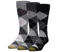 Gold Toe Lot de 3 paires de chaussettes pour homme, Noir/gris/argile, L