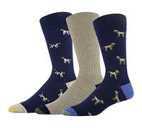 Gold Toe Timeless Classics Crew Lot de 3 Paires de Chaussettes, Peacoat Lab/Côtes Kaki chiné/Caban Beagle, Homme