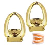 Gold Tooth Cap 2pcs Copper Couleur vive bijoux de dents luxueuses améliorer les grillades des fêtes pour danses costumes gaies occasions carnivals