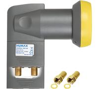 Gold Twin LNB,digitales Satelliten Universal LNB mit LTE-Filter für 2 Teilnehmer INKL. Wetterschutzgehäuse und F-Steckern mit Dichtung für besten Satempfang in HD,Full HD,UHD,4K und 8K