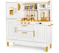 Leomark Gold - Une Magnifique Cuisine pour Enfants 98cm x 30cm x H 98.5 cm en Bois pour Les Petits Chefs au Style Unique ! Effets Sonores et Lumineux des Accessoires Réalistes Jeu Créatif!