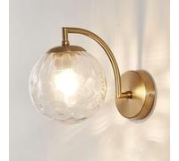 Gold Wall Lamp Nordic Simple Design Metal Wall Sconce, Globe Wall Lighting Fixture Milky Transparent Glass Indoor Interior Wall Mount Light for Bedroom Bedside Living Room, E27 Socket (Size : C/Clear
