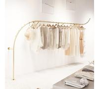 Gold Wall Mounted Clothing Rack Heavy Duty Metal Garment Display for Retail Stores Commercial Hanger Bedroom Clothes Hanging Rod Stylish and Durable Design