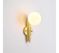 Gold Wall Sconce Lighting Mid-Century Globe Wall Lamp, White Glass Wall Mount Light Bedroom Bedside Wall Sconces, Living Room Hallway Wall Lamps, E27 Headboard Lights/D