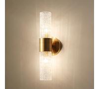 Gold Wall Sconces Creativity Ice Cracked Glass Shade Indoor Wall Light Fixtures, Bathroom Vanity Light Fixtures, Modern Metal Wall Lamp for Living Room Hallway Hardwired(C)/Light Color