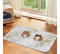 Gold White Marble,Waterproof Pet Feeding Mat,PU Leather Placemats for Cat Dog Water Bowl,Food Mats,40x60cm