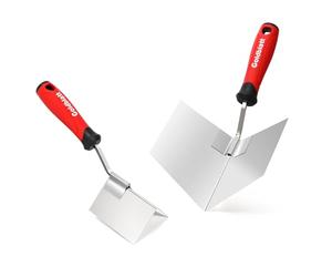 Goldblatt Lot de 2 Truelles d’Angle en Acier Inoxydable, Intérieure et Extérieure, Spatules d’Angle avec Poignée Souple pour Cloisons Sèches