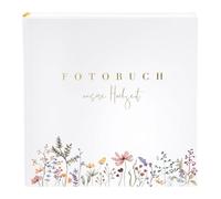 goldbuch 08 044 Album photo de mariage avec 60 pages blanches et intercalaires en papier cristal gaufré doré Motif floral Env. 30 x 31 x 4 cm