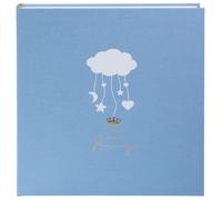 goldbuch 15 011 Album photo pour bébé Motif poésie nuage Bleu 58 pages blanches avec intercalaires en cristal et 4 pages illustrées Couverture en lin Env. 31 x 30 x 4 cm